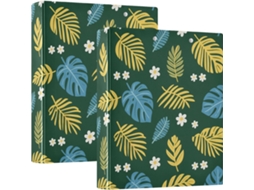 Pasta De Argolas 3, 8cm Com Estampa Floral Tropical Verde Oliva E Capa Bolso, Pacote Com 1 2 Unidade, Material De