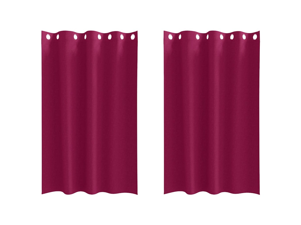 Conjunto 2 Cortinas Opacas Vidaxl Vermelho Poliéster (175 X 140 Cm)