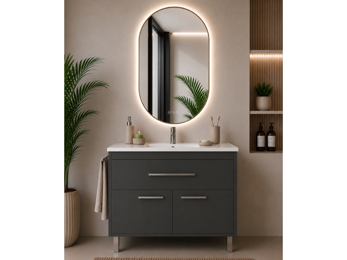 Móvel De Casa De Banho Com Lavatório Origenbath Bahia Sem Espelho 60x45 Cm Grafite