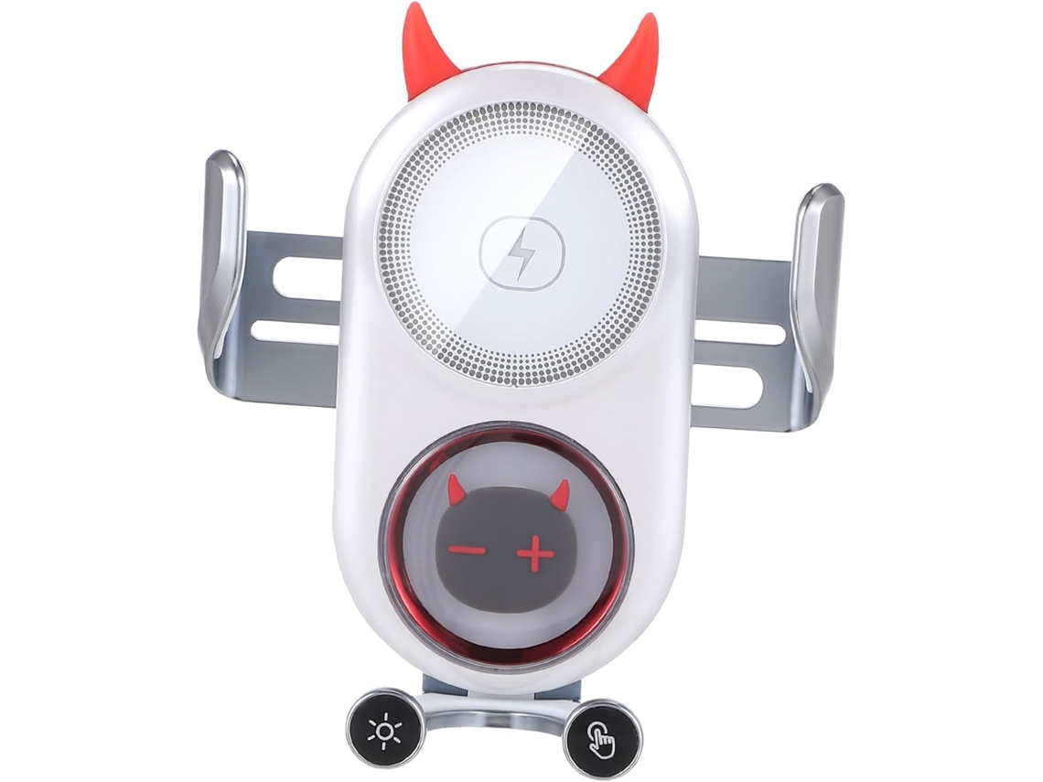 Carregador Veicular Sem Fio Com Suporte Giratório Para Celular, Luzes De Ventilação E Operação Manua Gokoco