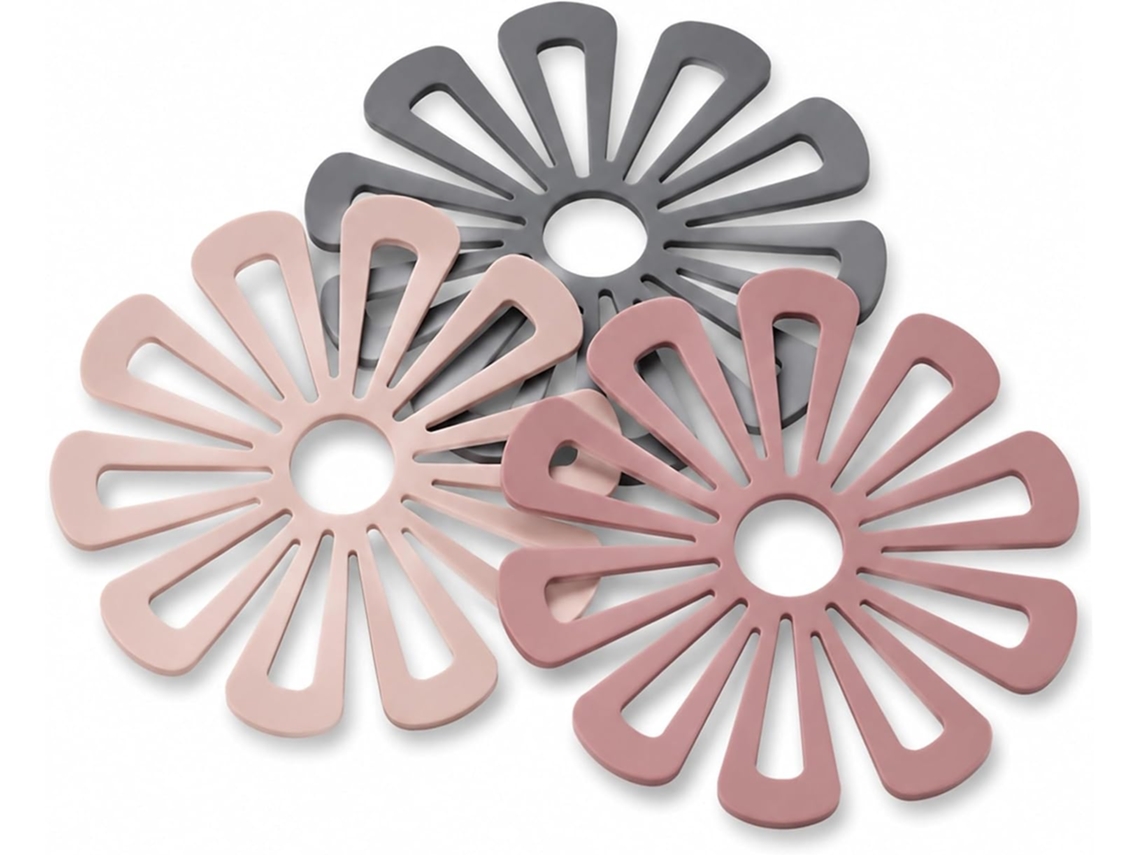 Conjunto De 3-descansos Panela Silicone Em Formato Flor, 15cm 6 Polegadas, Ideais Para Pratos Quentes, Panelas E