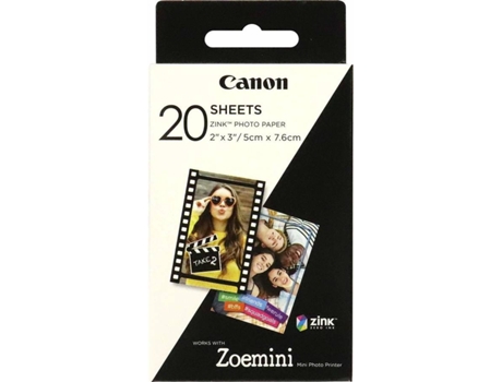 Papel Fotográfico ZINK™, 5 x 7 cm (2 x 3), Verso Autocolante, Branco, 20 Folhas