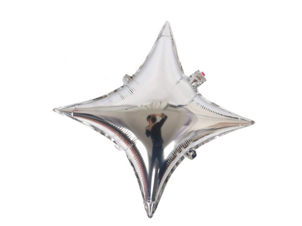 Balão De Filme De Alumínio Em Forma De Estrela De Quatro Pontas De 4 Polegadas (prateado, Eoocoo)