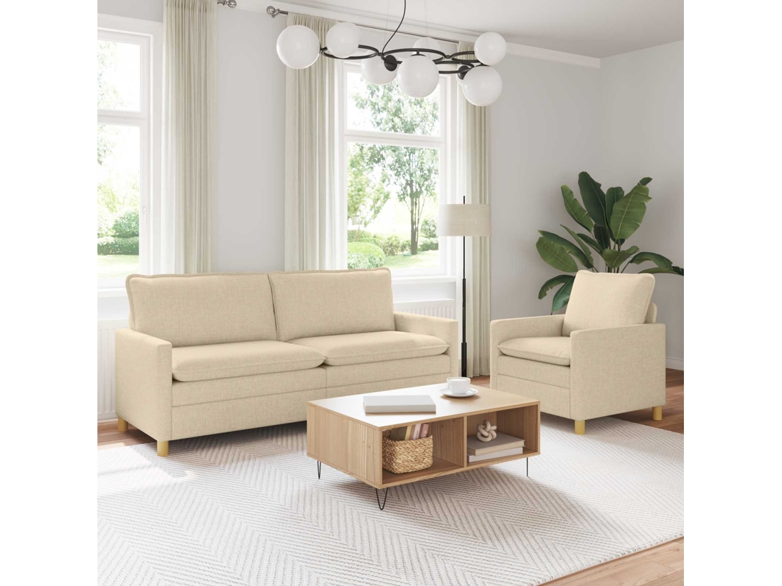 Vidaxl Conjunto De Sofás 2 Unid. Creme Tecido