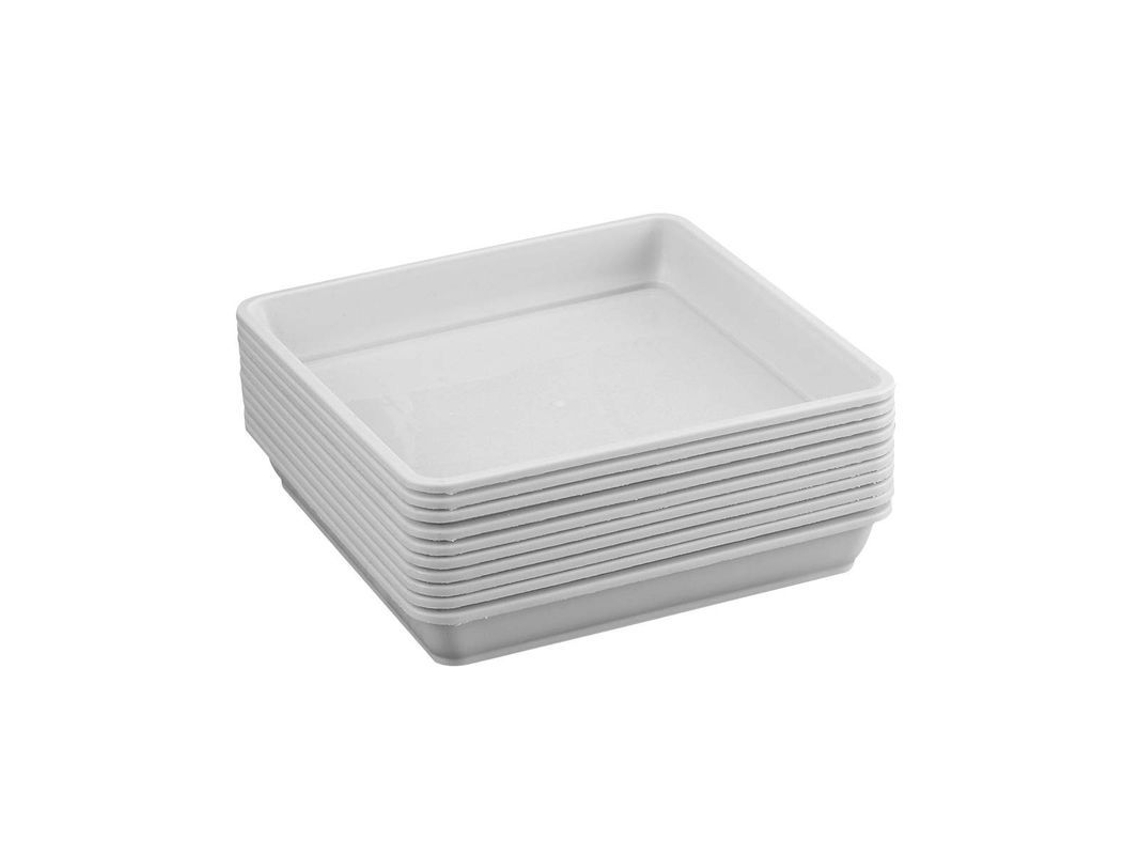 10 Pratos Quadrados para Vasos de Plástico Resistente ao Calor BRILVIBERA