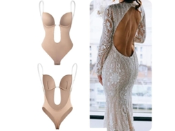 2026 body Shaper para Mulher com Decote Profundo V Sem Mangas e Sem Costas para o Natal