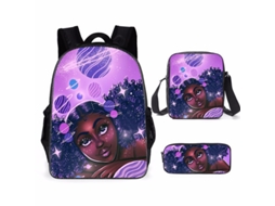 KOHREE Conjunto de Três Peças de Mochila Escolar para Menina Africana
