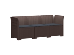 Vidaxl Sofá De Jardim 3 Lugares Com Almofadas Visual Rattan Pp
