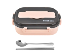 Caixa de Almoço Bento 1000ml com 2 Compartimentos Rosa