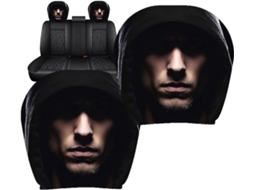Capas Para Encosto De Cabeça De Carro Em 2 Peças, Respiráveis, Laváveis, Com Estampa De Rosto De Terror.