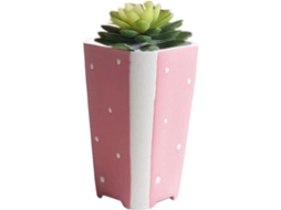 Macetas De Cerámica Mini Para Hogar Jardín Oficina Interior Estilo Europeo Simple Color Rosa 12.5x7.5cm