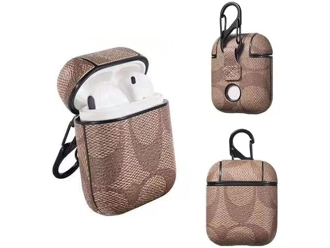 2026-funda Para Airpods 1 Y 2, Accesorios De Airpods Regalo Para Mulher Com Design De Couro Pu E Carabineros Anti-perda