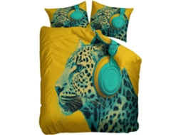 Capa de Edredom com Estampa Leopardo em Poliéster Fronha 200x200 Cm (LxA)