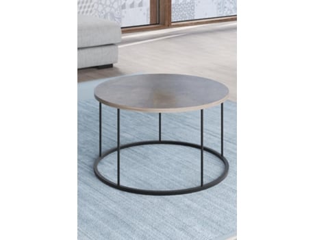 Mesa De Centro Redonda 70cm Branca, Madeira Natural Ou Mármore Cinza Design Moderno E Minimalista Casa Basics