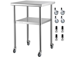 Mesa de Trabalho VEVOR Mesa de Preparação de Aço Inoxidável 61X46X91Cm Rodas
