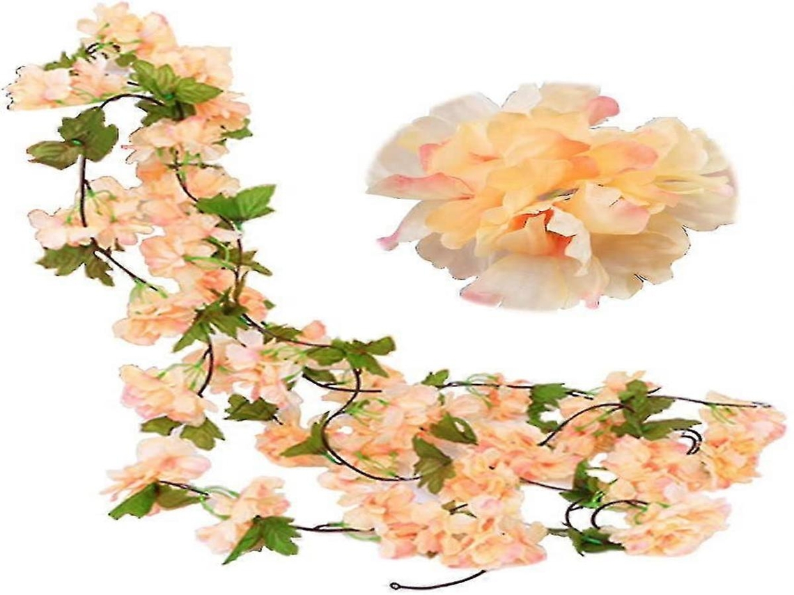 Guirlanda De Cerejeira Artificial - Pacote Com 2 Flores, 18 Flores - Verde, Seda/plástico, 230 Cm - Aspeto Realista | Lurelia