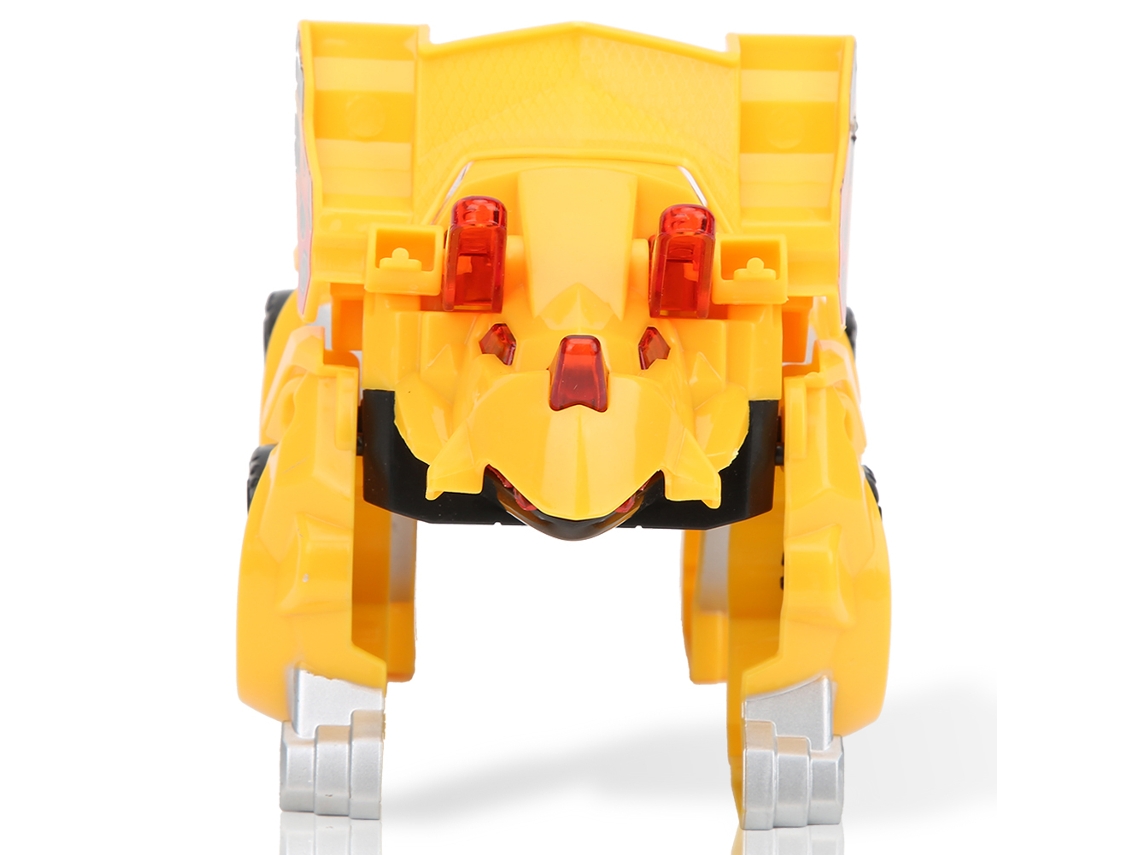 Brinquedo Carro Dinossauro Deformação 1:24 Inércia Deslizante Abs Infantil Amarelo