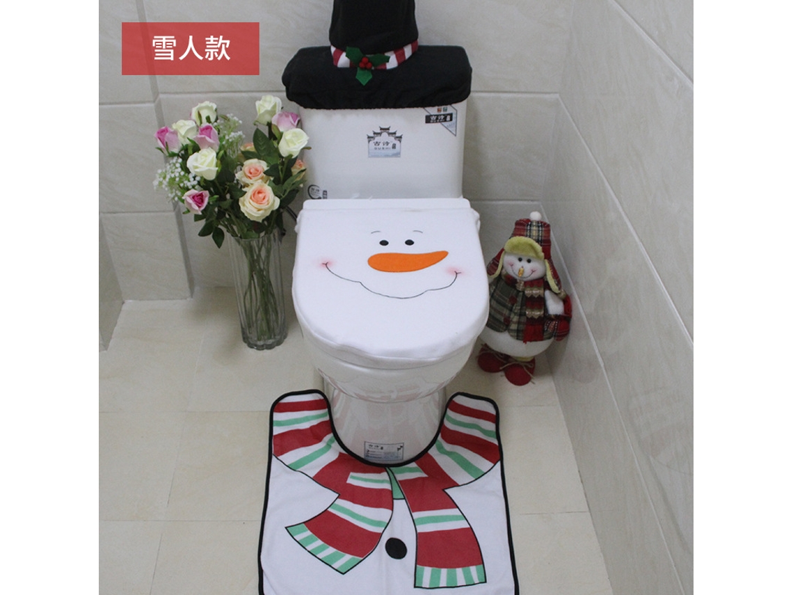 Conjunto De 3 Peças Natalício Laxiscreed Para Banheiro Com Acessórios Decorativos Festivos Para Wc E Casa