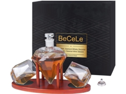 Whiskey Decanter, Whiskey Glass Gift Set 2pcs, Whiskey Glass Decanter With Wooden Tray Stand, Gift For Men Beijiyi