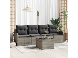 Vidaxl Conjunto De Sofá De Jardim 5 Pcs Cinzeto Vime Pe