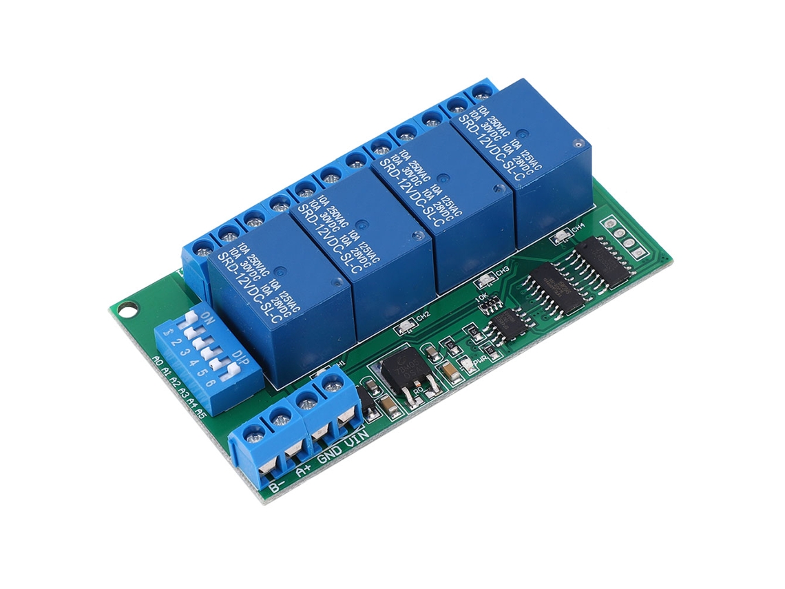 Laxiscreed Interruptor Relé Temporizador Rs485 De 4 Canais Com Comando At E Alimentação 12v Dc