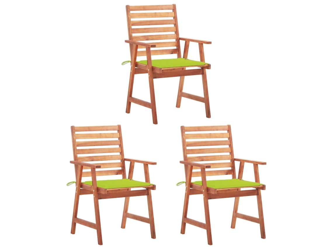 Vidaxl Cadeiras De Jantar P/ Jardim 3 Pcs C/ Almofadões Acácia Maciça