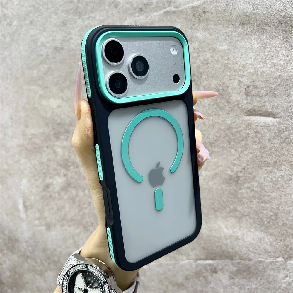 Capa Magnética Fosca Para Iphone 16 (verde), Compatível Com Iphone, Capa Rígida Semitransparente À Prova De Choque.