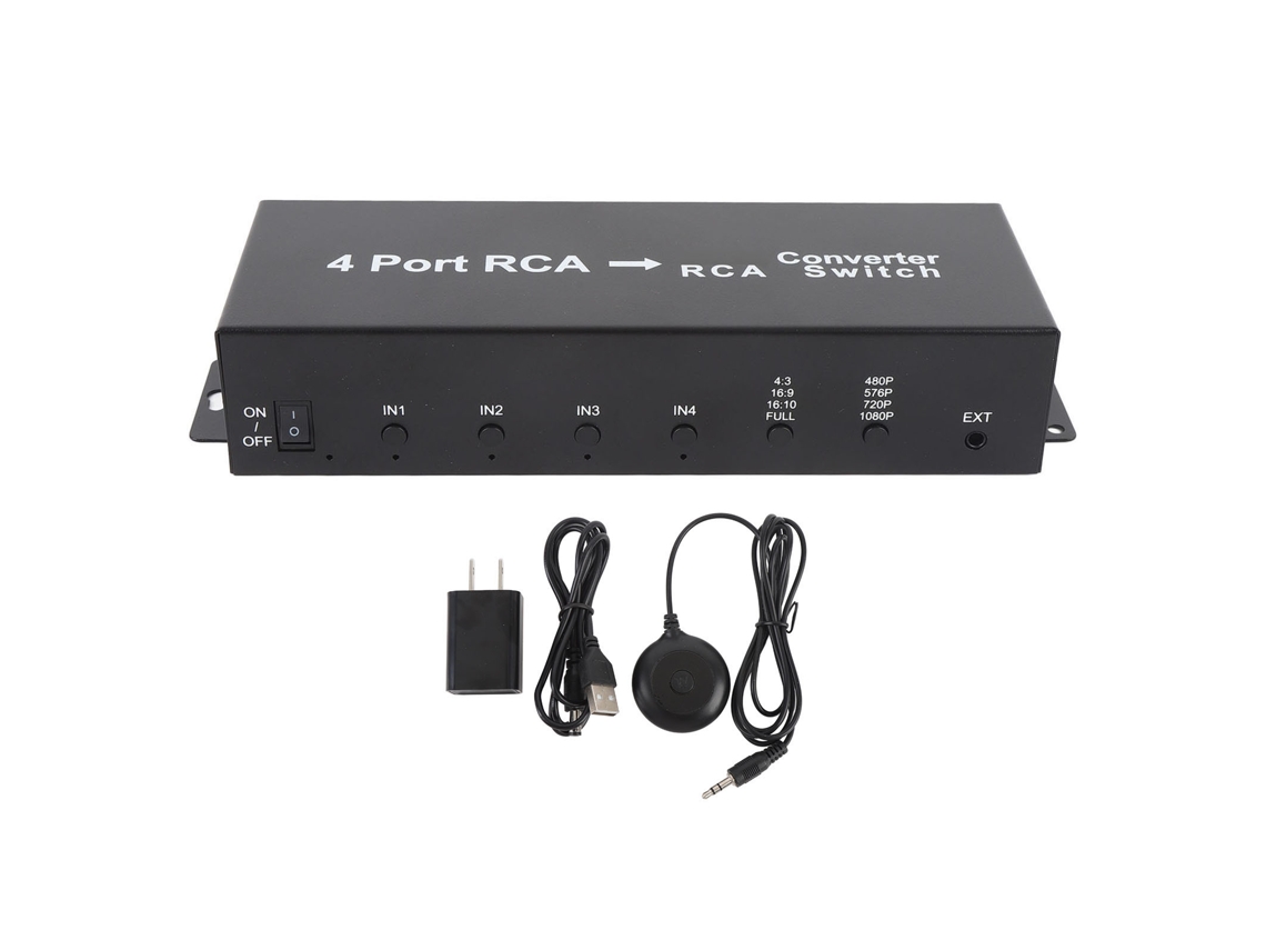 Switch Mali AV de 4 portas, com conversor HDMI 1080p, suporta VCR, DVD, plugue US