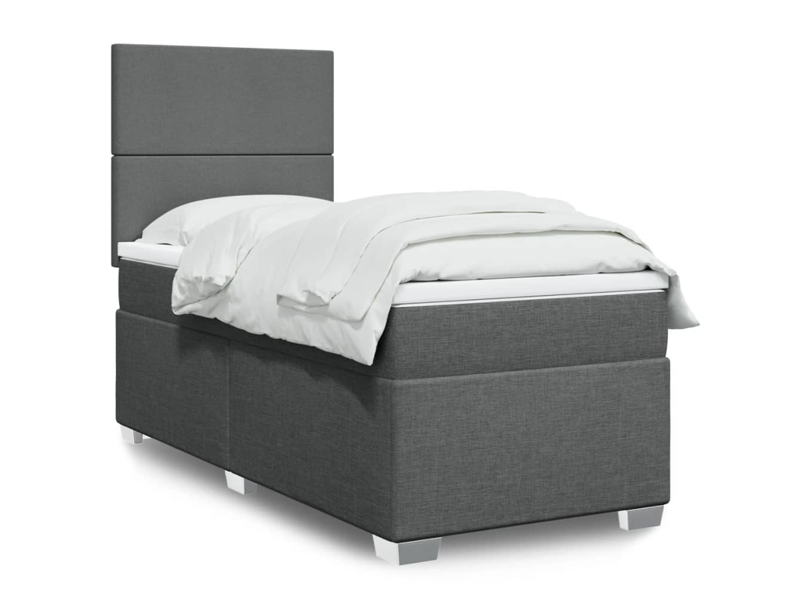 Vidaxl Cama Com Molas/colchão 90x190 Cm Tecido Cinza-escuro