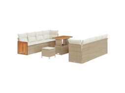 Conjunto 11 Conjunto De Sofá De Jardim Vidaxl Bege Vime Pe (231 X 62 X 85 Cm)
