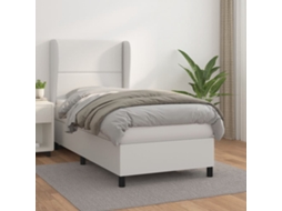 Vidaxl Cama Com Molas/colchão 100x200 Cm Couro Artificial Branco