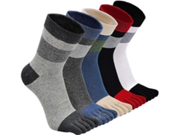 Meias com Dedos Separados, 5 Pares, Sem Costura, Macias, para Ioga, Corrida, Chinelos AQUAFORGE