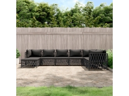 Pcs Conjunto Lounge De Jardim Com Almofadões Aço Antracite Dkd Home Decor
