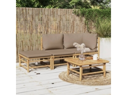 Conjunto 3 Peças Lounge Jardim Bambu Almofadas Cinza Marrom Dkd Home Decor