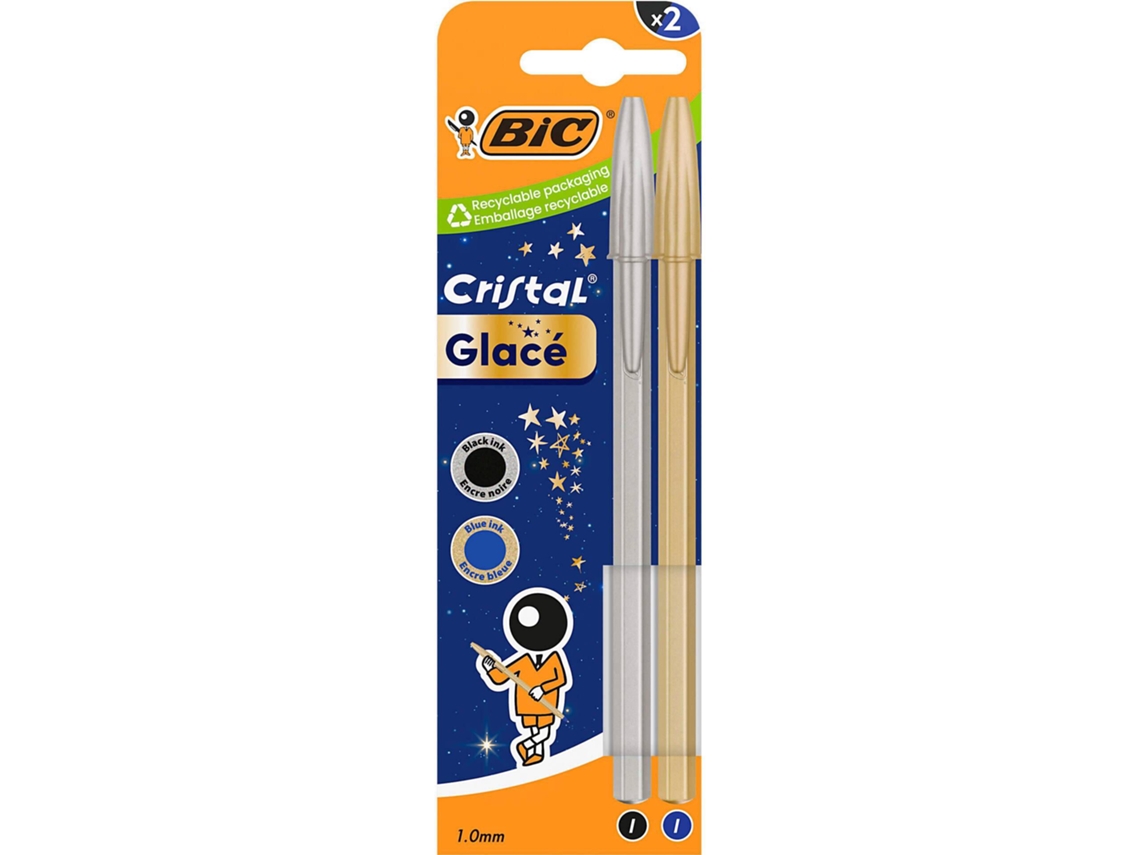 Esferográfica BIC Cristal Glacé Dourado e Prateado
