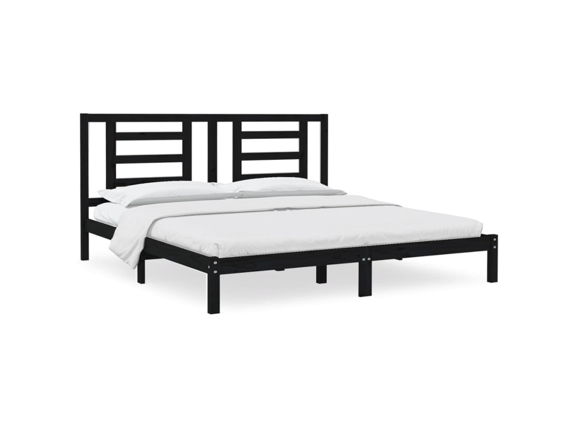 Bed Frame, Bed Frames Vidaxl Preto Madeira De Pinho (200 X 200 Cm)