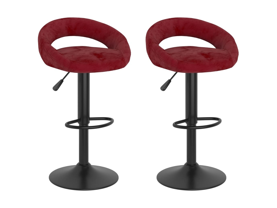 Vidaxl Bancos De Bar 2 Pcs Veludo Vermelho Tinto