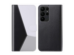 Capa De Couro Com Costura Tricolor Para Samsung Galaxy S23 Ultra 5g