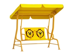 Balanço Infantil de Exterior para 2 Pessoas com Cobertura Ajustável e Cintos de Segurança, 112x75x120 Cm, Amarelo CHEZMOI