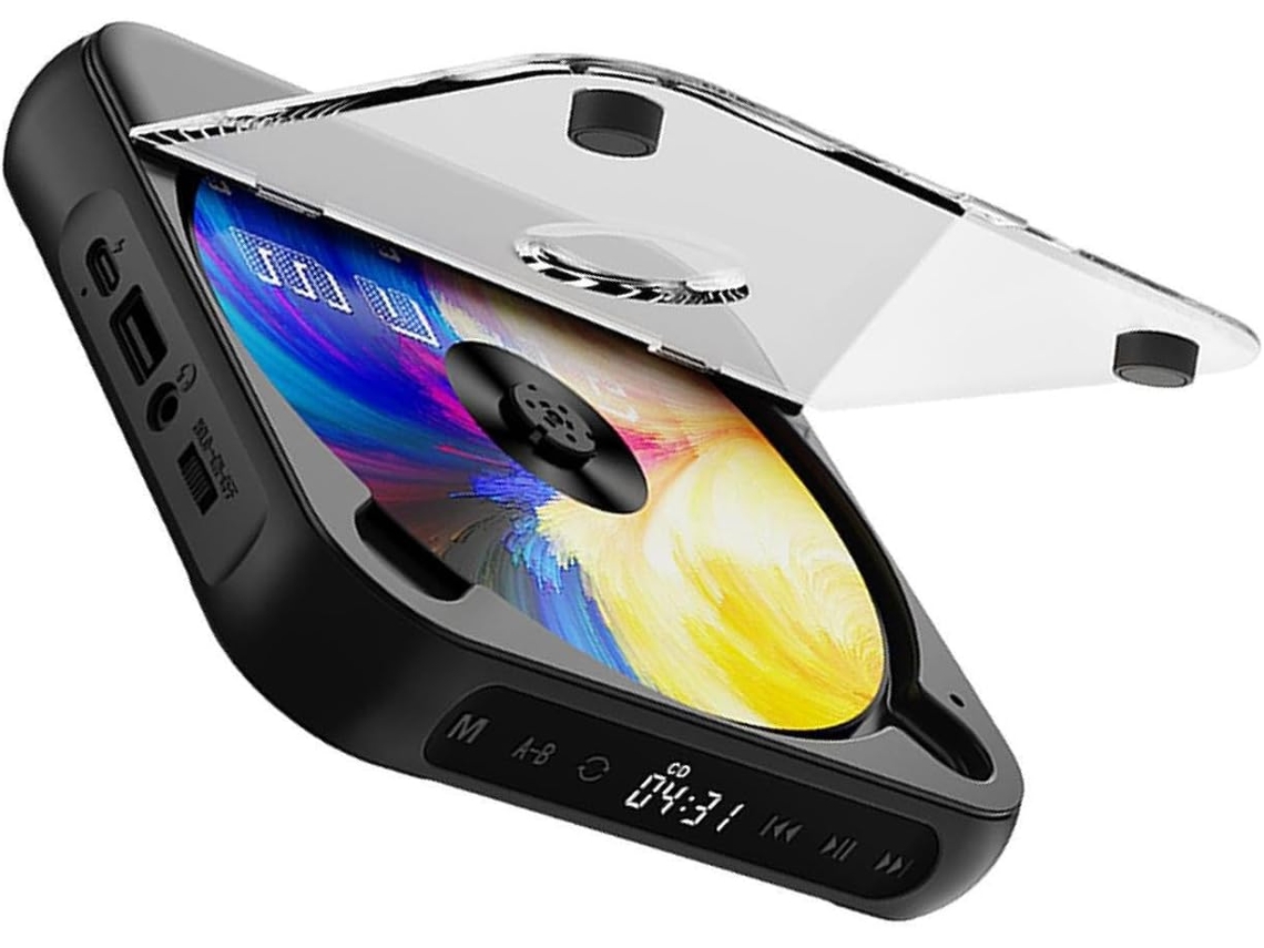 Leitor Cd Portátil Recarregável Com Tecnologia 3d Avançada E Tela Lcd Para Ouvir Música De Cds E Pen Drives.
