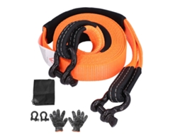 Corda de Reboque Offroad 5m, 5 Toneladas, Poliéster, com Luvas e Argolas | S/MARCA