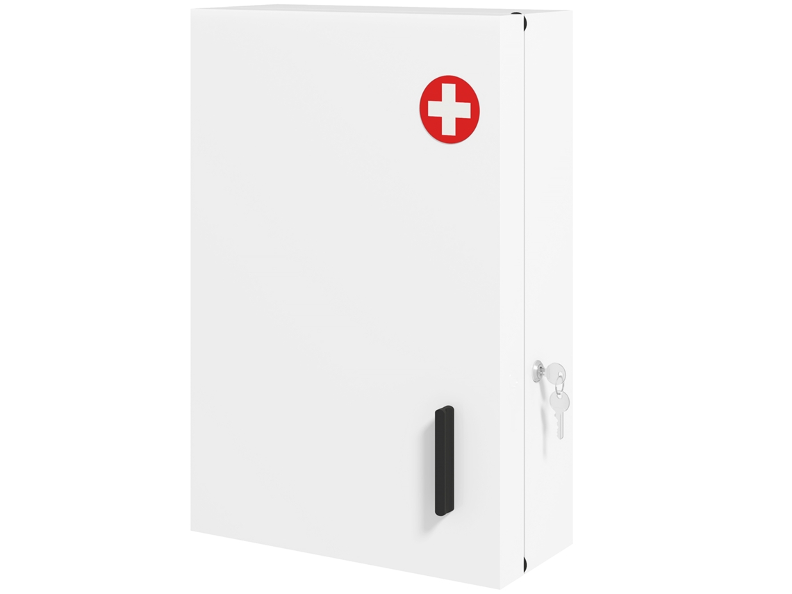 Armário De Remédios De Parede Com 2 Chaves E 6 Compartimentos, Aço Laminado, Branco.
