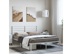 Vidaxl Estrutura De Cama Com Cabeceira 135x190 Cm Metal Branco