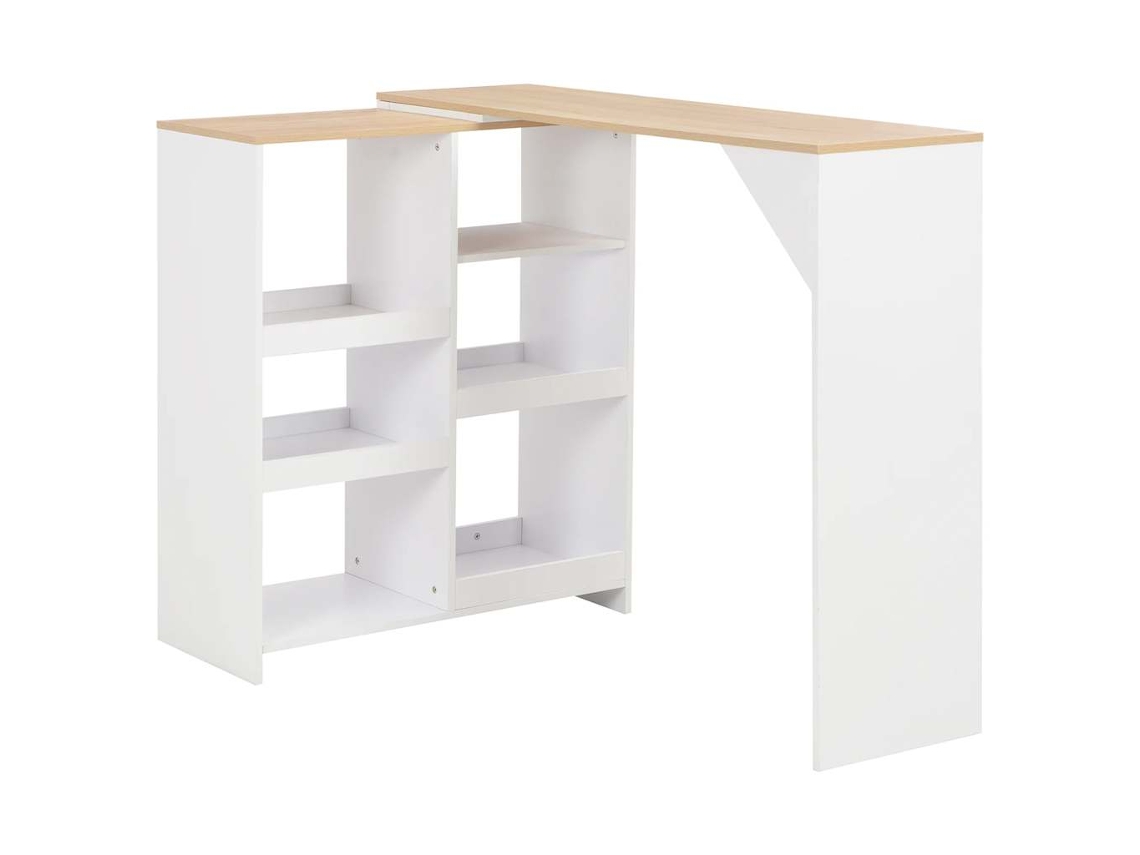 Vidaxl Mesa De Bar Com Prateleira Movível Branco 138x39x110 Cm