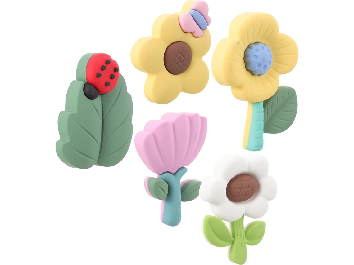 Conjunto De 5 Ímãs Geladeira Em Formato Flor Borracha Design Adorável, Fácil De Usar E Resistente À Deformação, Perfeito