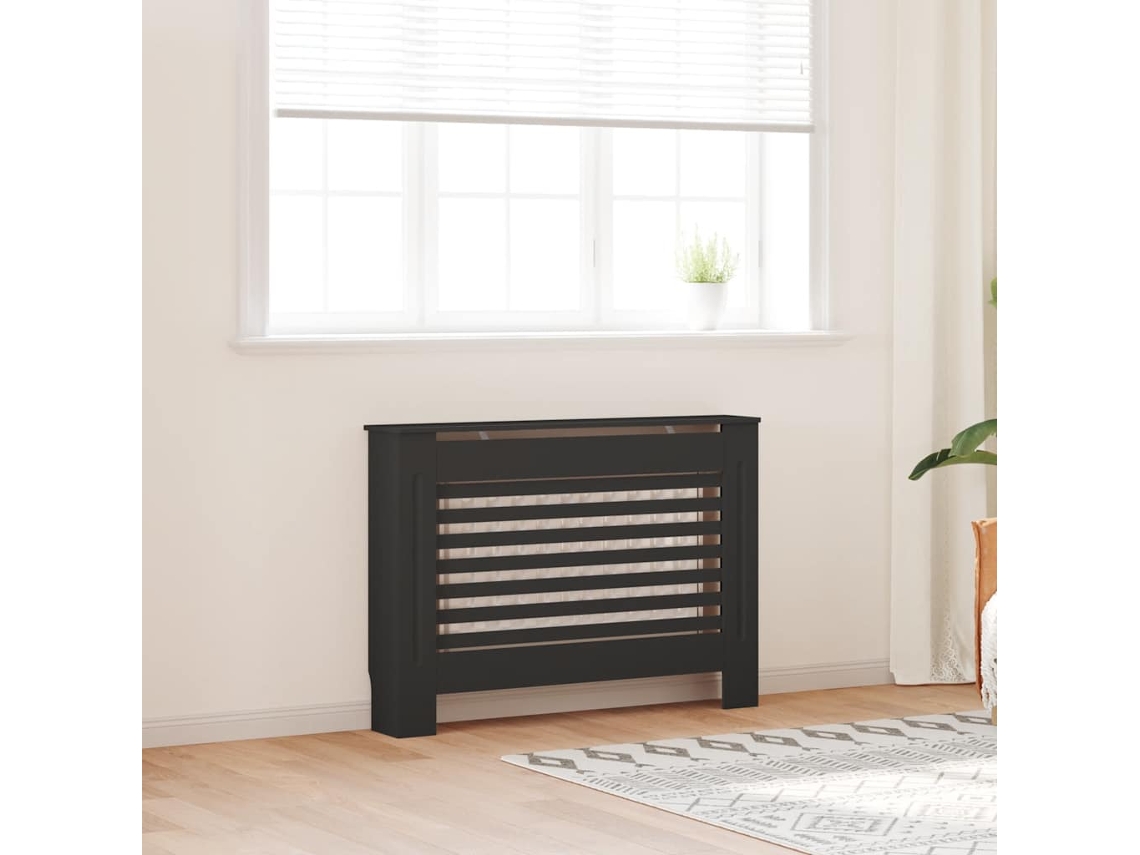 Vidaxl Cobertura De Radiador 112x19x81,5 Cm Mdf Preto