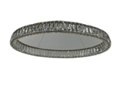 Candeeiro De Teto Led Redondo Com Anéis, 49w, Cor Regulável, Metal E Cristal, 99cm
