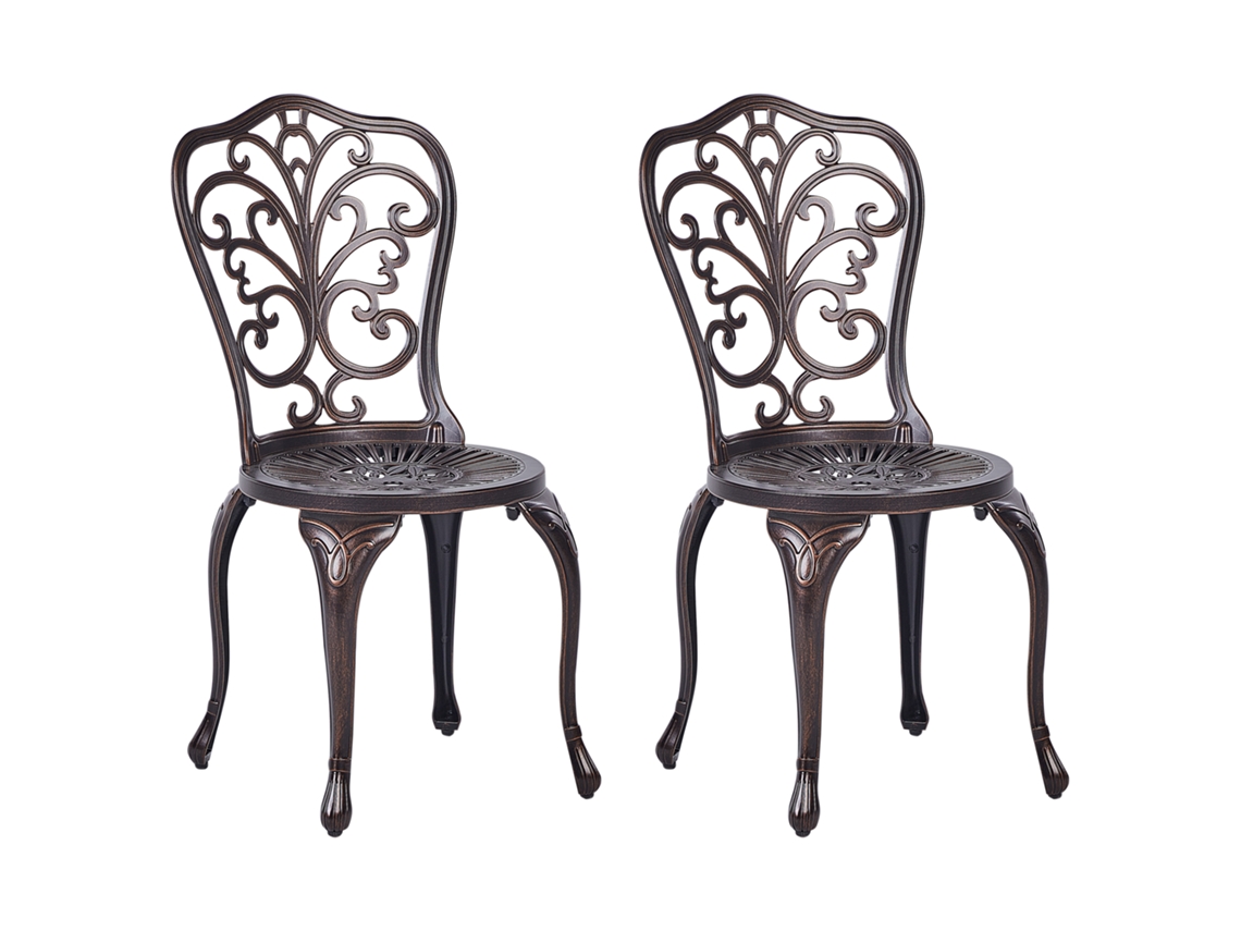 Conjunto De 2 Cadeiras De Jardim Beliani Triora De Alumínio Castanho 50x50x88