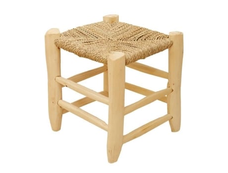 Banqueta Marroquina Madeira De Louro Natural 30 Cm Home Maison