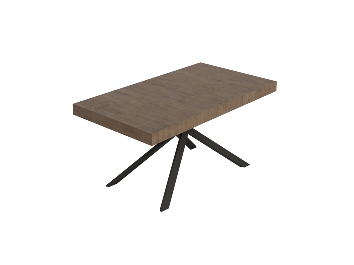 Mesa Extensível Niket Em Nogueira 160/420x90 Cm Com Pés Em Antracite Itamoby